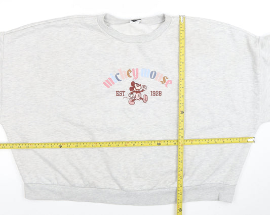 Marks & Spencer Women Grey Disney Mickey Mouse 2XL Pullover Sweatshirt