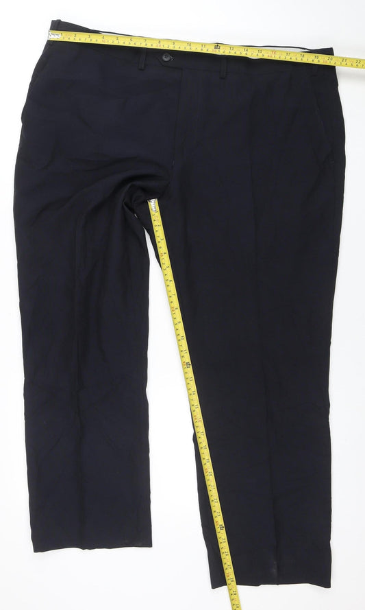 Marks and Spencer Men's Blue Regular Fit Formal Trousers 42W 29L