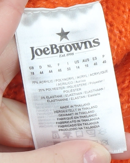 Joe Browns Women's Orange V-Neck Pullover Jumper Size 18