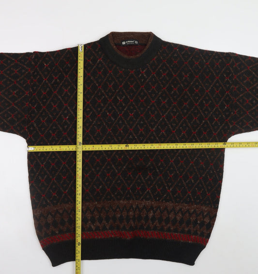 Marks and Spencer St Michael Men's Brown Argyle Knit XL Jumper