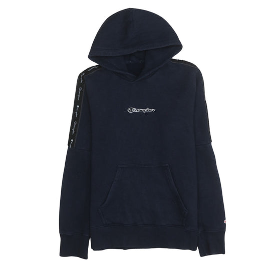 Champion Men's Blue Pullover Hoodie Medium Logo Fleece Sweatshirt