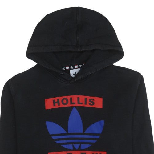 adidas Mens Black Hoodie L Pullover Hooded Fleece Hollis Crew Sweatshirt