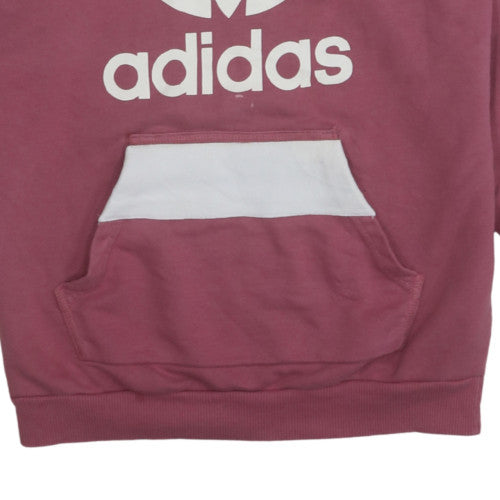 Additional view of Adidas women’s pink hooded pullover sweatshirt uk 10 logo design