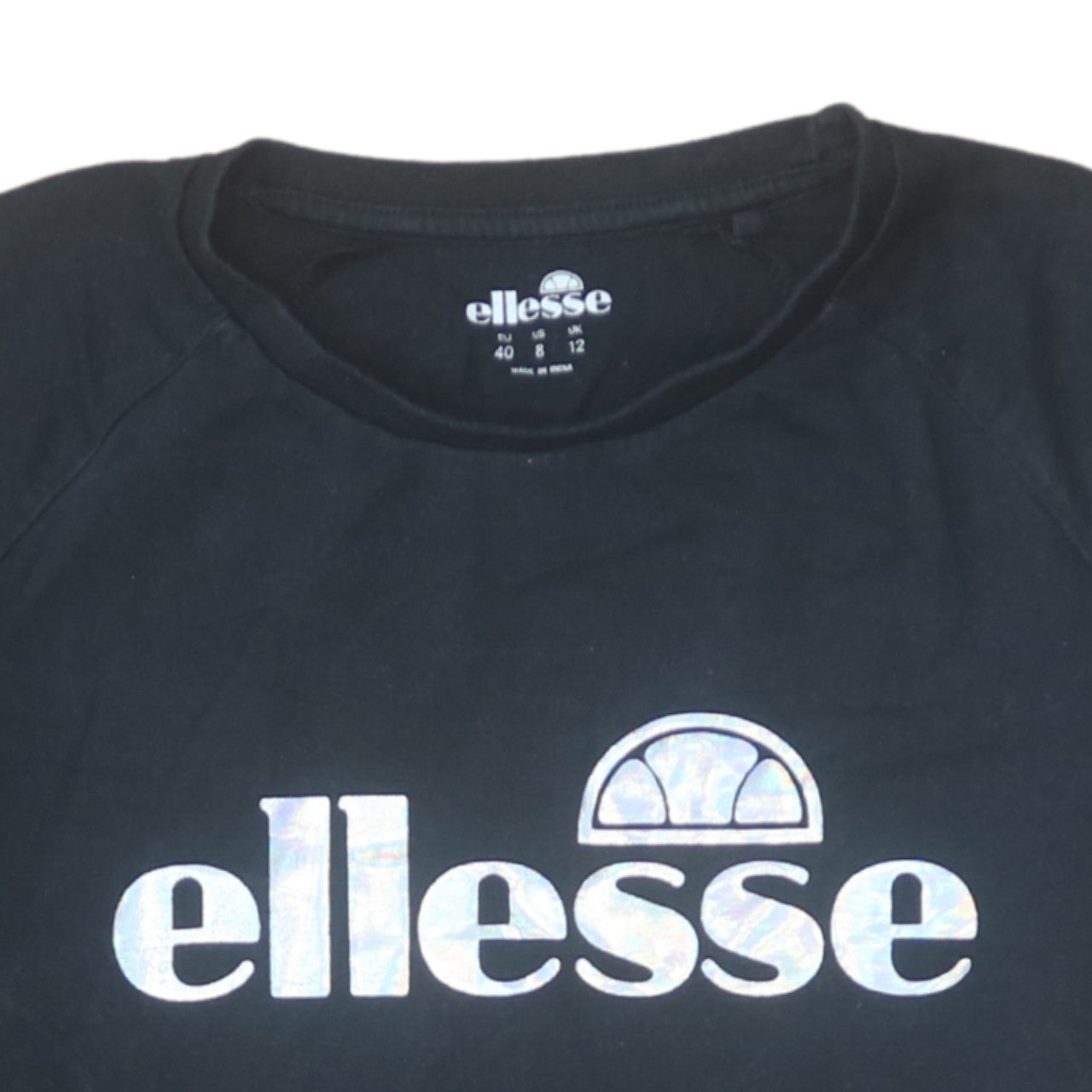 Additional view of Ellesse women’s black cotton short sleeve t-shirt, size UK 12