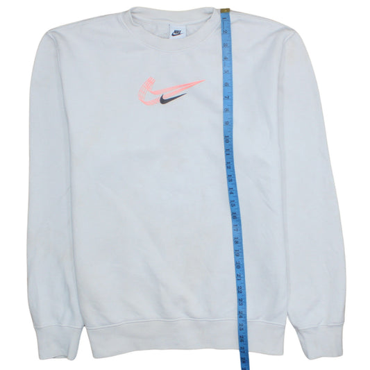Nike Women White Medium Crew Neck Pullover Sweatshirt