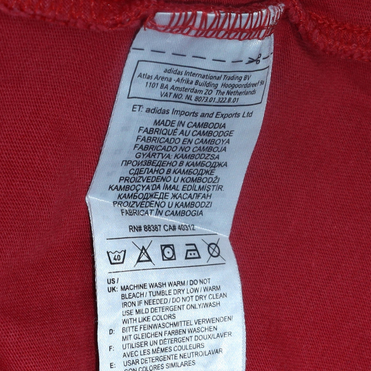 Additional view of Adidas Men’s Red Cotton Short Sleeve Crew Neck T-Shirt, size L