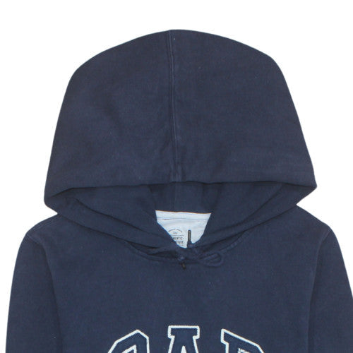 GAP Men's Blue Pullover Hoodie L Fleece Logo Sweatshirt