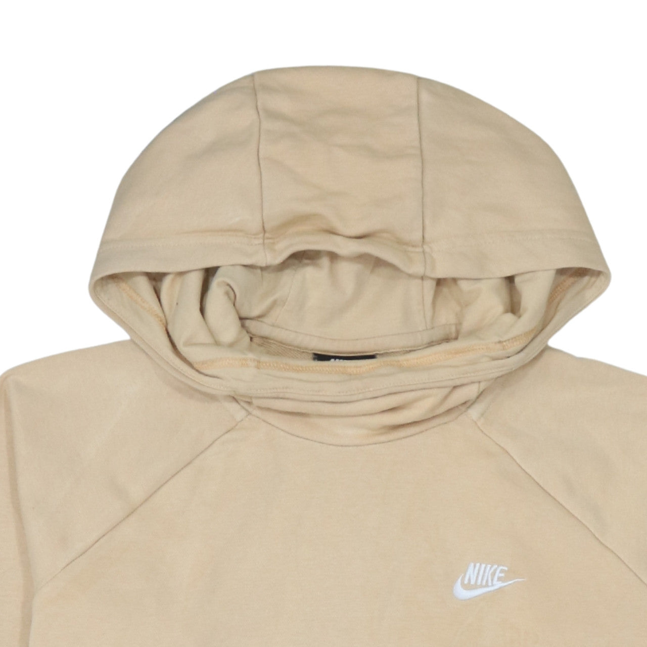 Nike Men Beige Pullover Hoodie L Lightweight Cotton Fleece