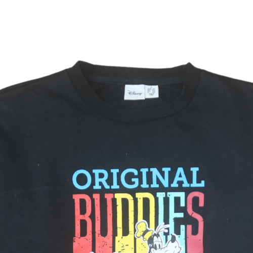 Disney Women Black Sweatshirt M Mickey & Friends Graphic Crew Neck