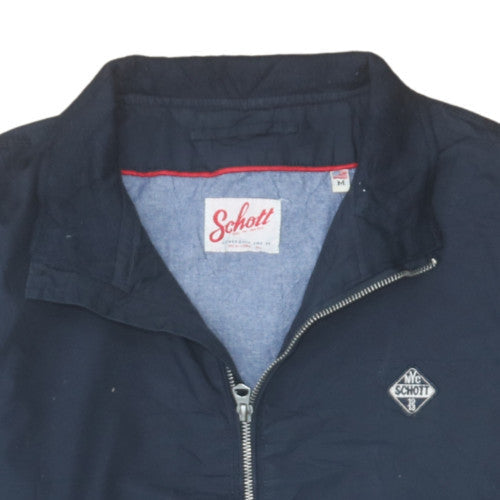 Schott Men's Blue Cotton Bomber Jacket M Classic Casual Zip-Up