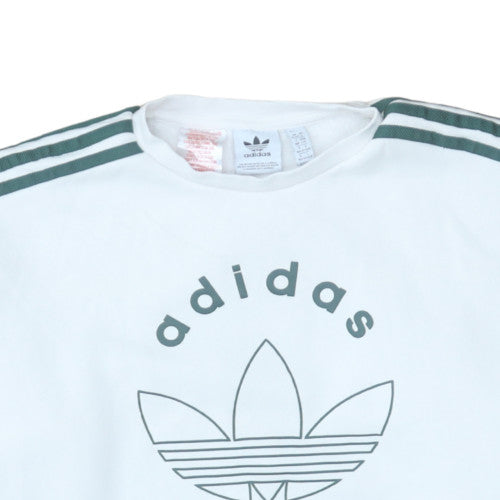 Additional view of Adidas boys’ white 13-14 years pullover sweatshirt with logo and stripes