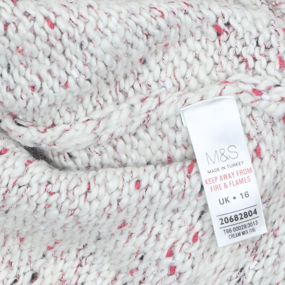 Marks and Spencer Women Beige Chunky Knit Open Cardigan Size 16