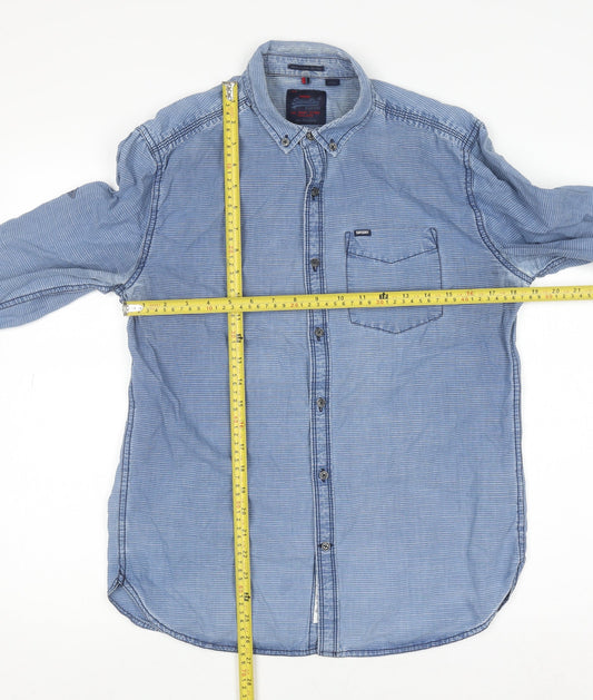 Superdry Men's Blue Regular Fit Long Sleeve Button-Down Oxford Shirt M