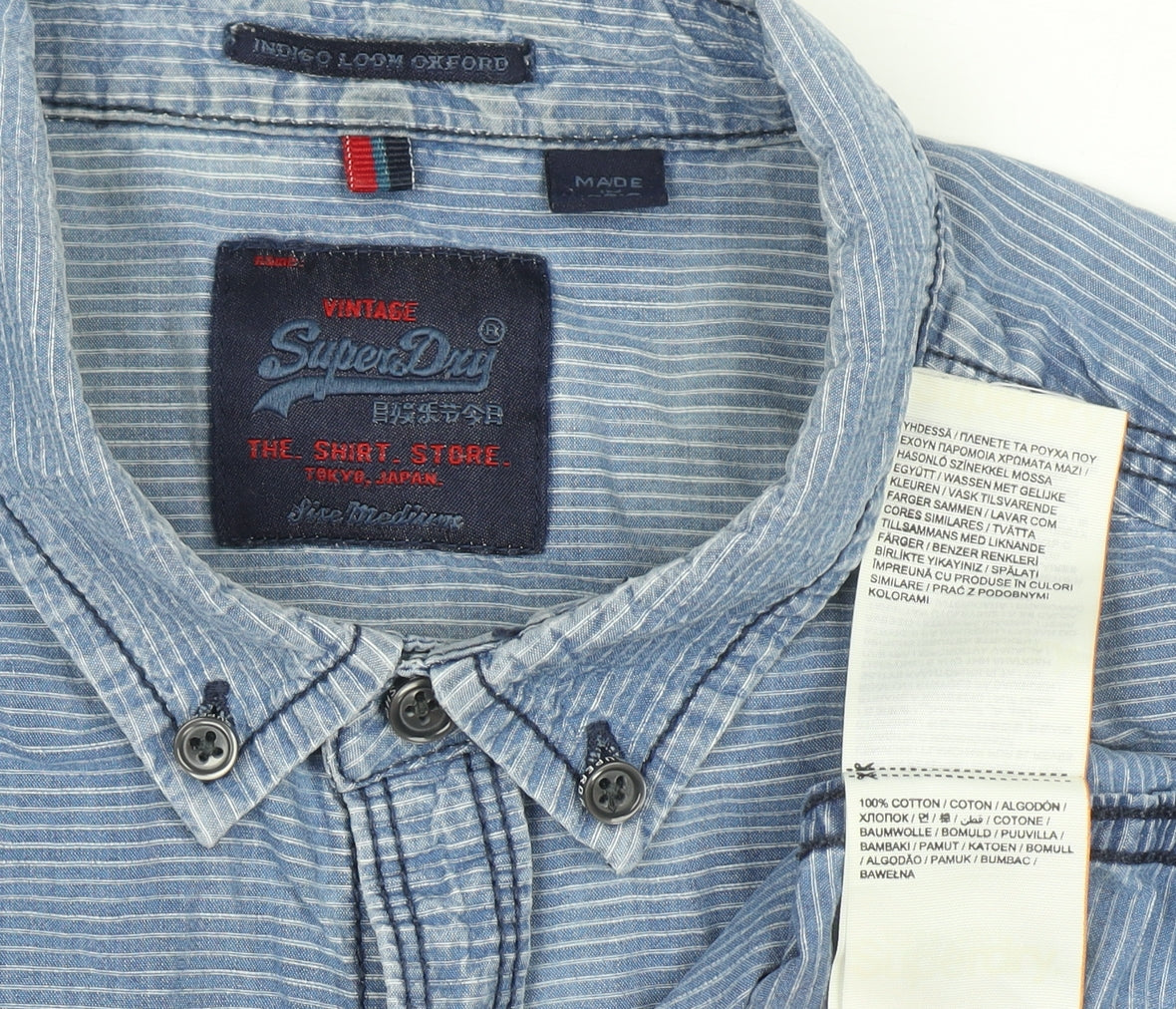 Superdry Men's Blue Regular Fit Long Sleeve Button-Down Oxford Shirt M