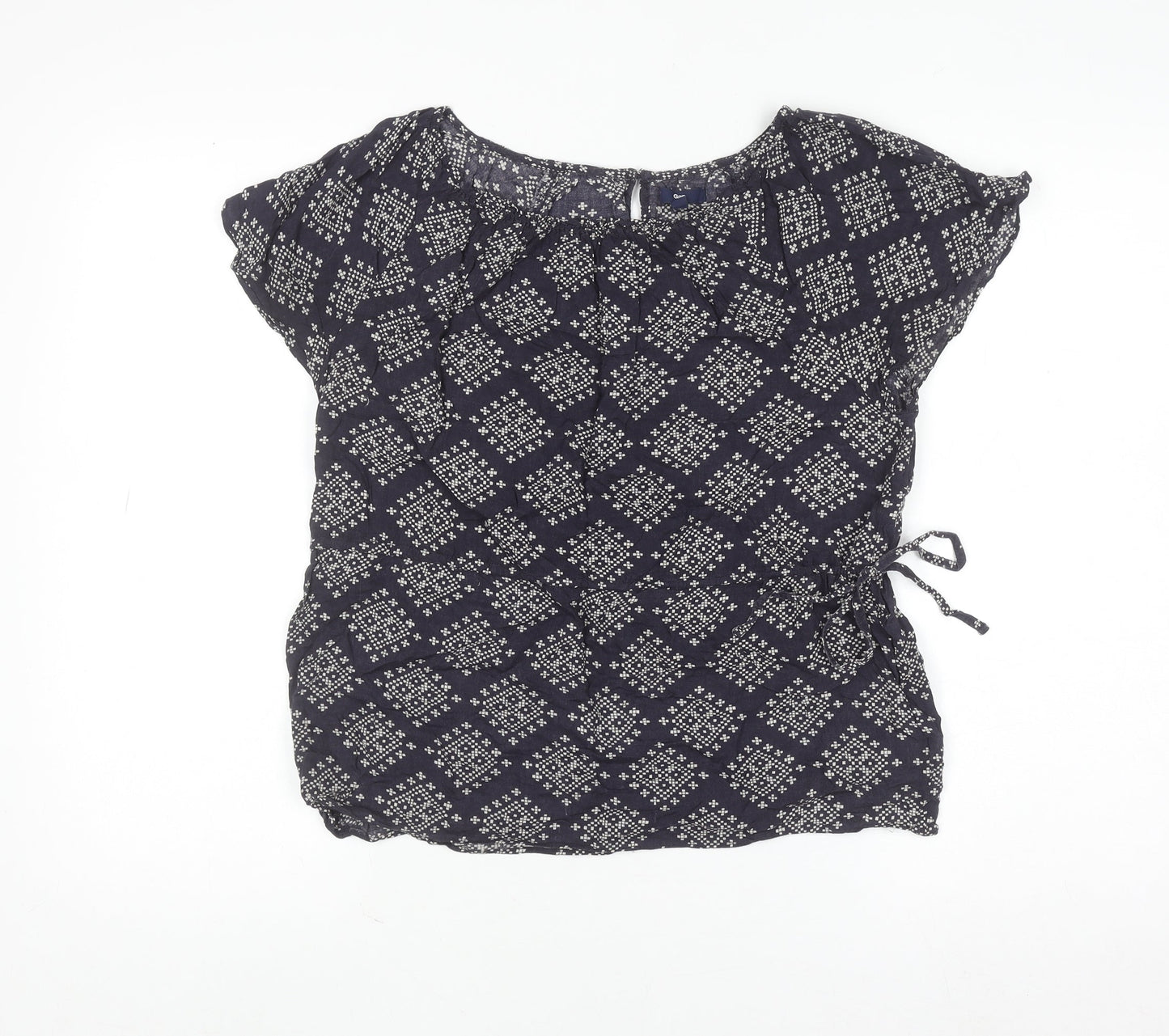 Gap Womens Blue Geometric Viscose Tunic Blouse XS