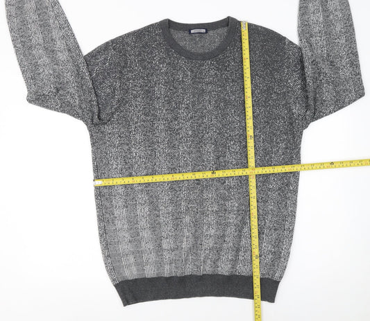 Hatemoglu Men’s Grey Geometric Knit Crew Neck Jumper XL