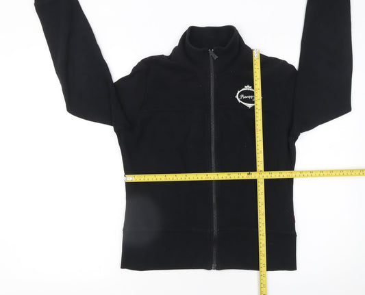 Pineapple Womens Black Cotton Track Jacket Size 12 Full Zip Fleece