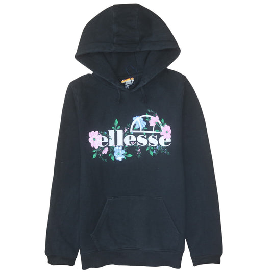 Ellesse Girls Black Floral Logo Hoodie 13-14 Years Pullover Fleece