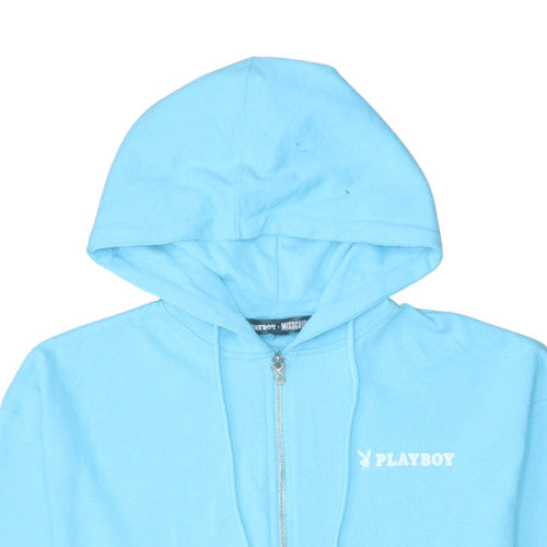 Playboy x Missguided Women's Blue Full Zip Hoodie Size 8