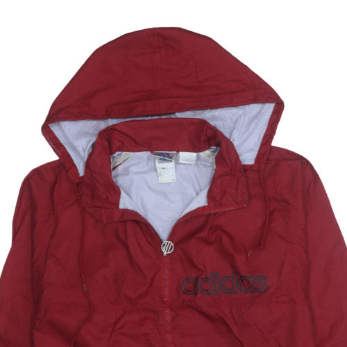 Additional view of adidas women’s red windbreaker hooded jacket, size UK 12, lightweight zip