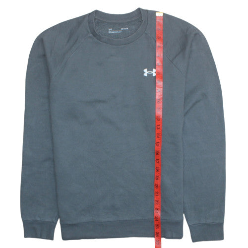 Under Armour Mens Grey Pullover Sweatshirt M Crew Neck Logo Fleece