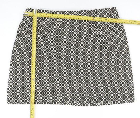 Avenue Women Black Geometric Tweed Short Skirt Size 12