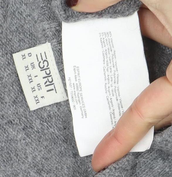 Brand and care label for ESPRIT Women’s Grey Wool Blend Button Cardigan XL
