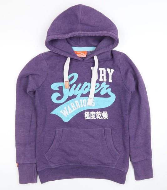 Superdry Womens Purple Pullover Hoodie Small Cotton Blend