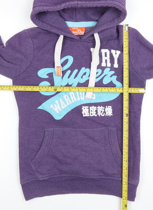 Superdry Womens Purple Pullover Hoodie Small Cotton Blend