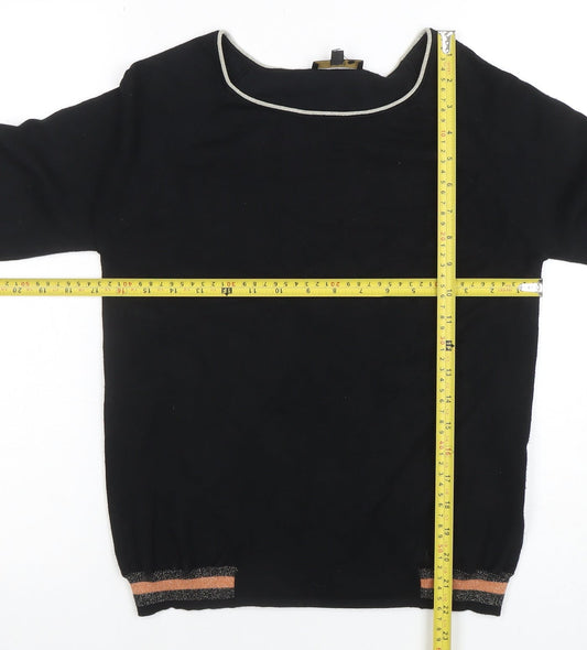 1.2.3 Paris Women's Black Boat Neck Knit Blouse Size 8