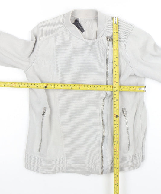 Armani Exchange Women's Grey Knit Biker Jacket Size S