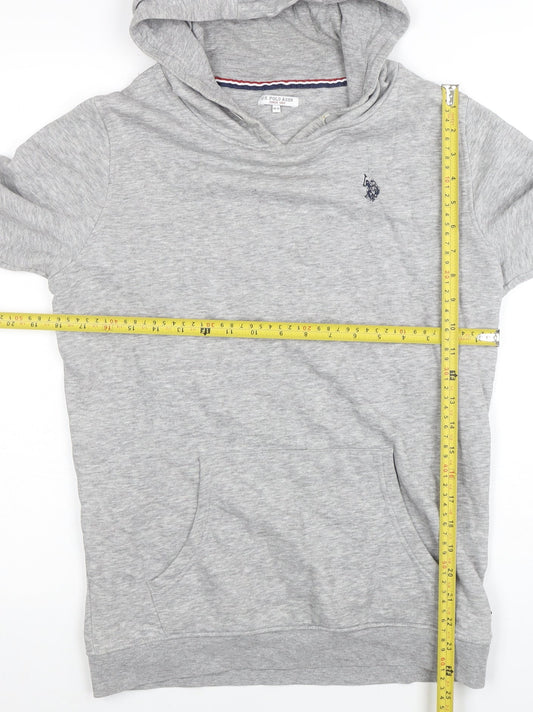 U.S. Polo Assn. Boys Grey Pullover Hoodie 14-15 Years Cotton Blend