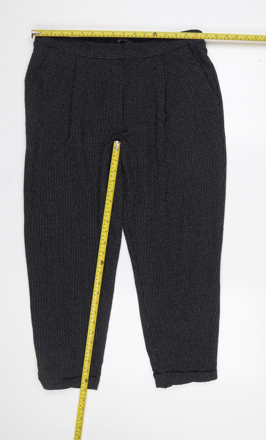 Marks and Spencer Women’s Grey Striped Knit Tapered Trousers Size 16