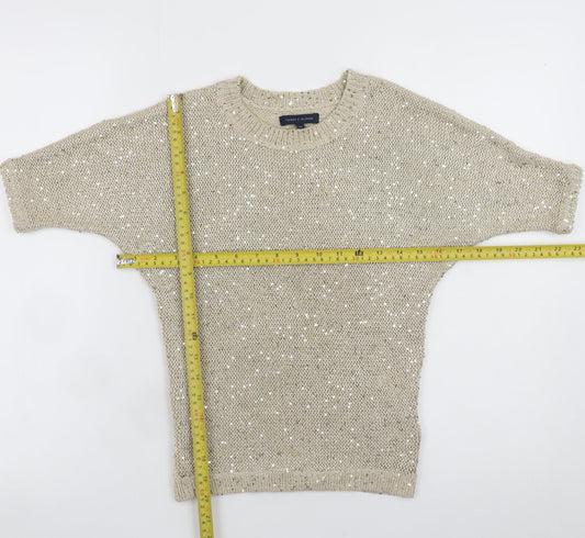 Tommy Hilfiger Teens Beige Sequin Knit Cropped Blouse Size 8