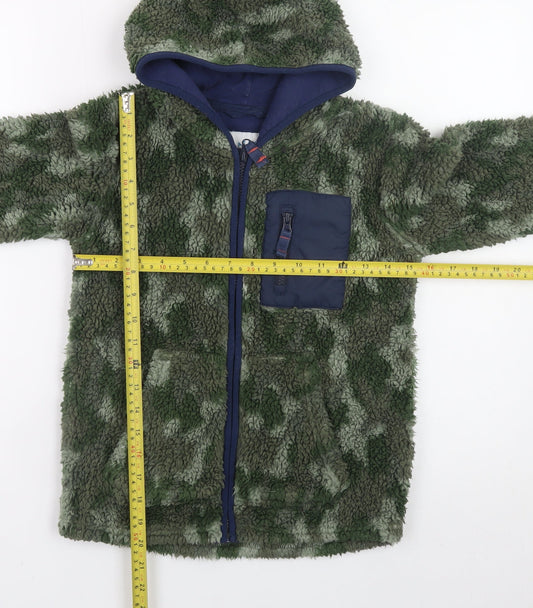 FatFace Boys Green Camouflage Fleece Full Zip Hoodie 8-9 Years