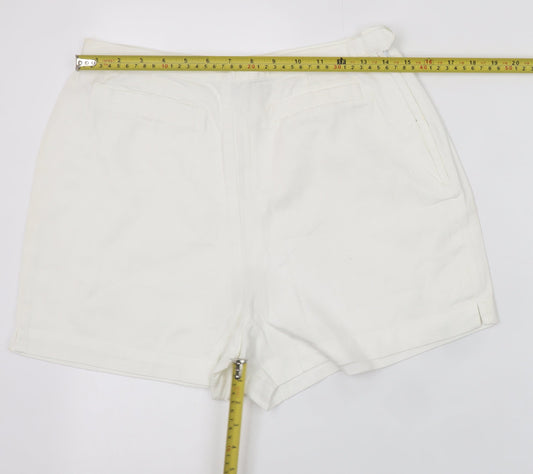 Berkertex Women White Chino Shorts Size 14 High Rise Lightweight