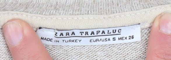 Zara Trafaluc Womens Beige Relaxed Jersey T-Shirt Size S