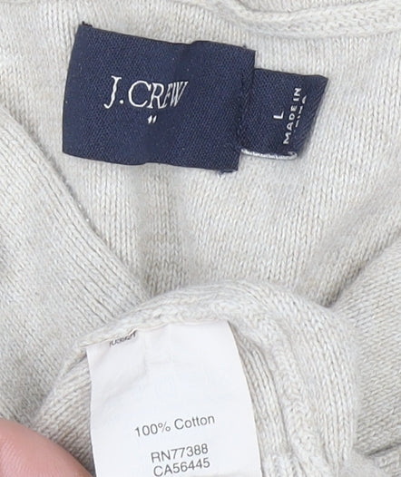 Brand and care label for J.Crew Women Beige Striped Cotton Henley Hoodie, size L