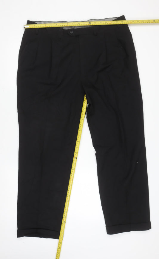 Marks and Spencer Men's Black 38x29 Crease Resistant Dress Pants