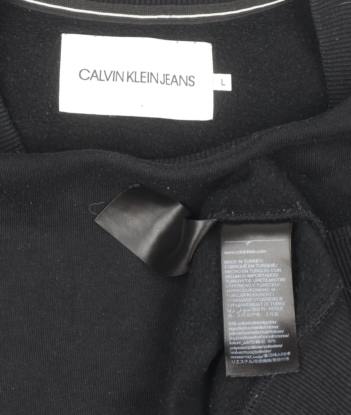 Calvin Klein Jeans Mens Black L Crew Neck Pullover Sweatshirt