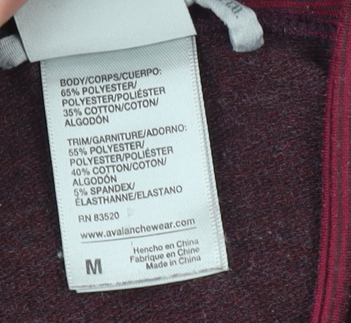 Avalanche Womens Burgundy Hooded Pullover Sweatshirt M Polyester Cotton Blend