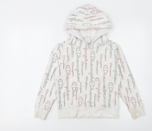 Champion Boys White Logo Pullover Hoodie 7-8 Years