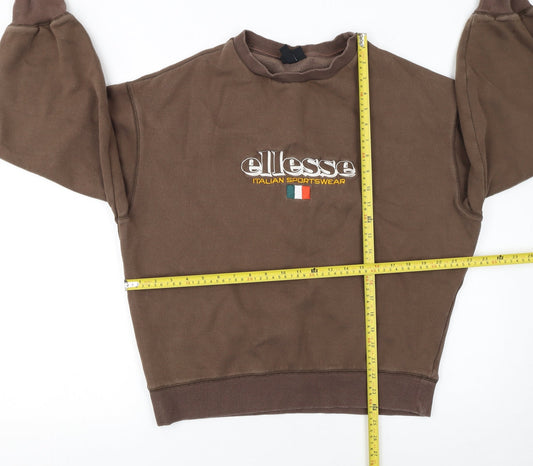 Ellesse Womens Brown Pullover Sweatshirt M Cotton Blend Logo