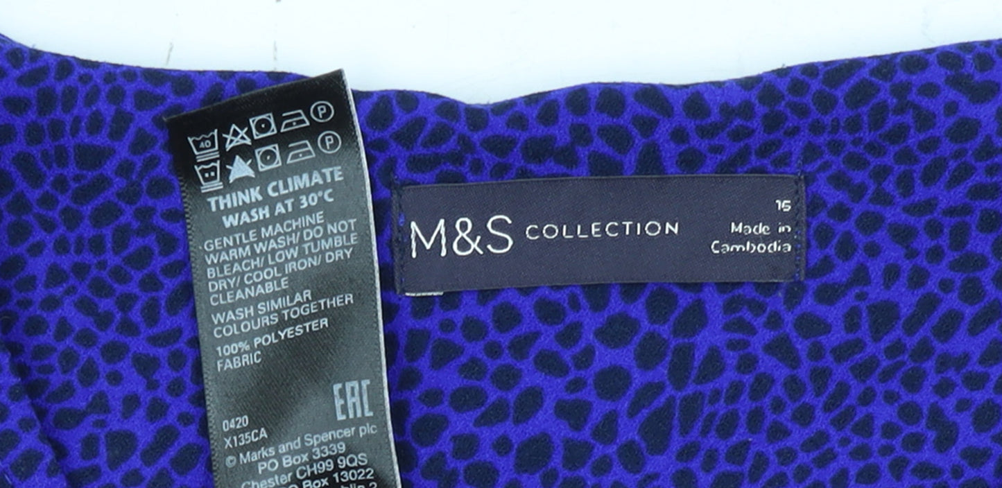 Marks and Spencer Women Blue Animal Print Shift Dress Size 16