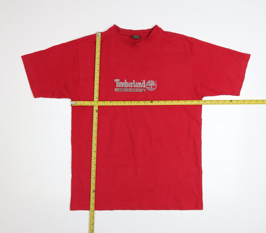 Timberland Men's Red Cotton Logo Polo Shirt Size S