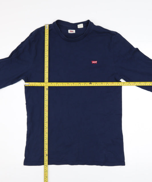 Levi's Men's Blue Cotton Long Sleeve Crew Neck Casual Top Size S