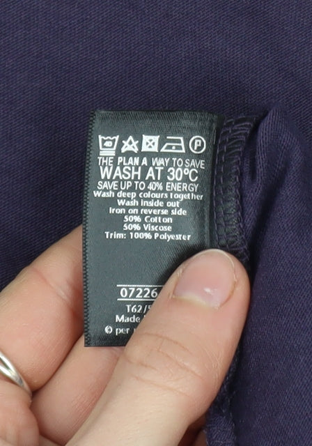 Marks and Spencer Per Una Purple 3/4 Sleeve Cotton Blend Blouse UK 16