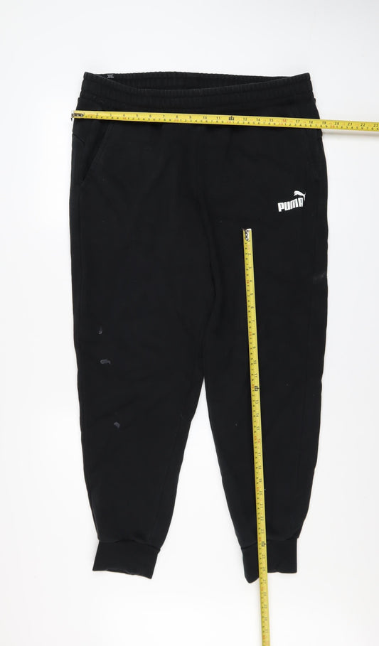 Puma Men's Black XL Jogger Trousers Cotton Blend Fleece Pants