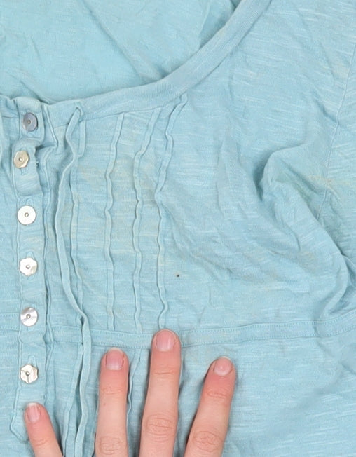 White Stuff Women's Blue Cotton Tunic Blouse Size 12