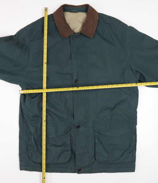 Marks and Spencer Men's Green L Overcoat Jacket Cotton Blend